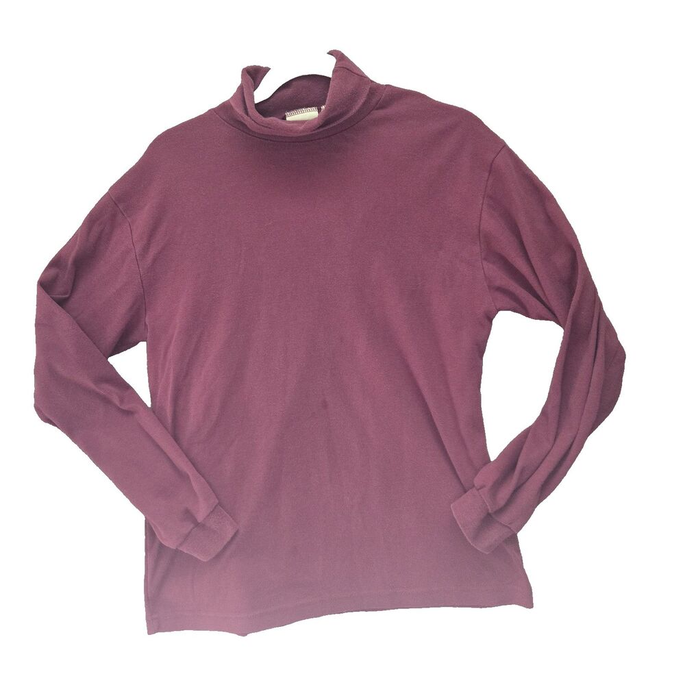 Vintage 90s Eddie Bauer Burgundy Turtleneck Blouse Womens Medium M 100% Cotton
